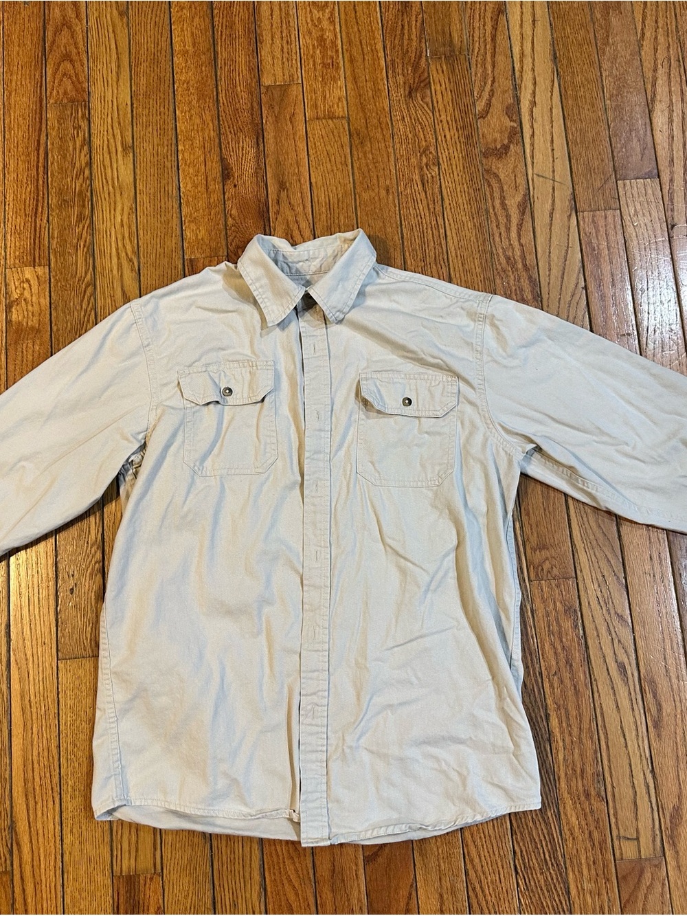 Men's Wrangler Lightweight Button-Up Shirt Cream Medium